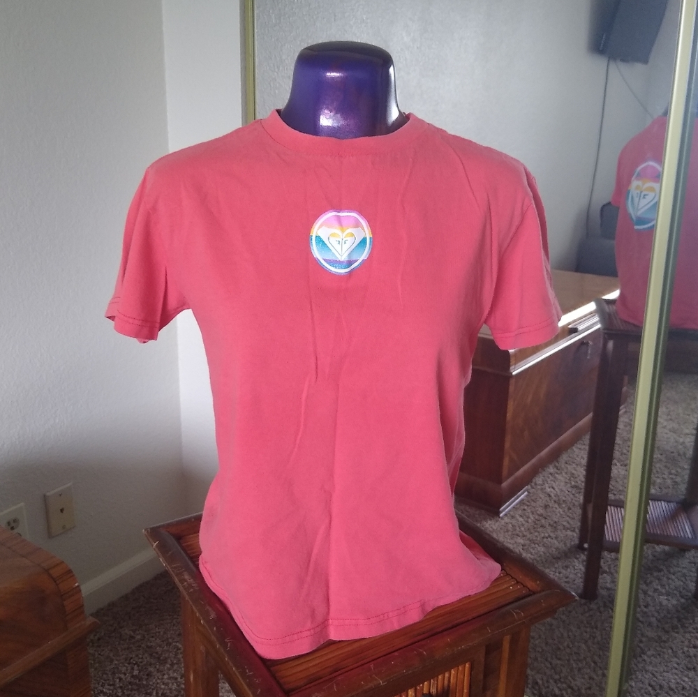 Vintage Roxy Quiksilver Surf Skate Faded Pink Tee